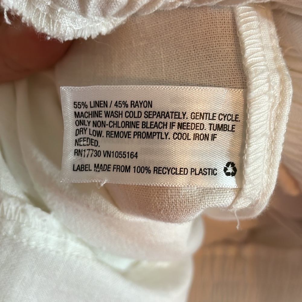 a new day wide leg white linen blend elastic Waist Pants PLEASE READ - Picture 7 of 7